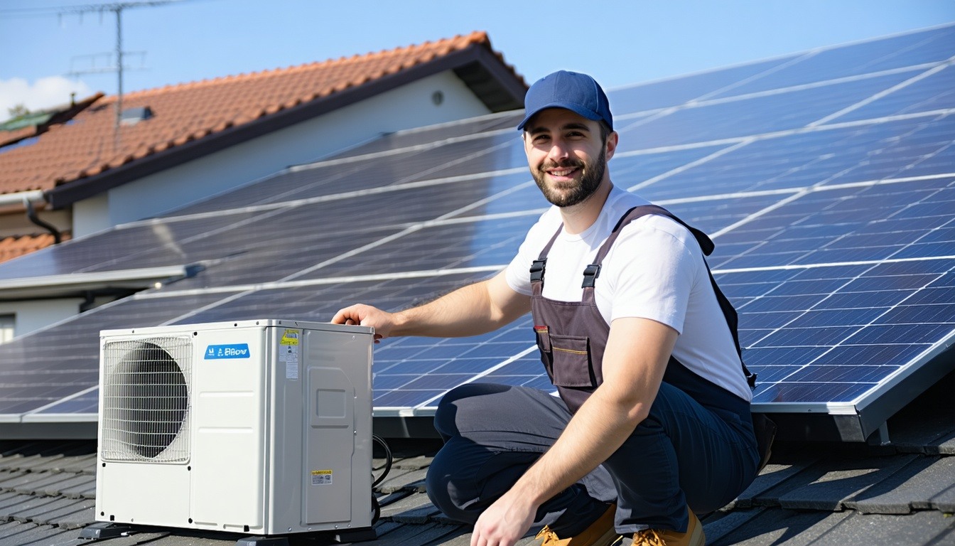 A solar installer, ideally installing a large batt